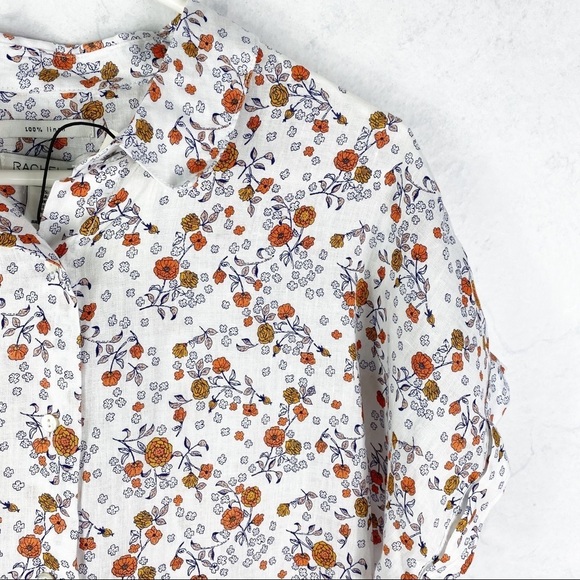 [Rachel Zoe] Floral Linen Button Down Top - Picture 2 of 3